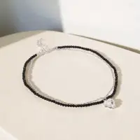 Колье "Сердце" двойной ряд, цвет чёрно-белый в серебре
