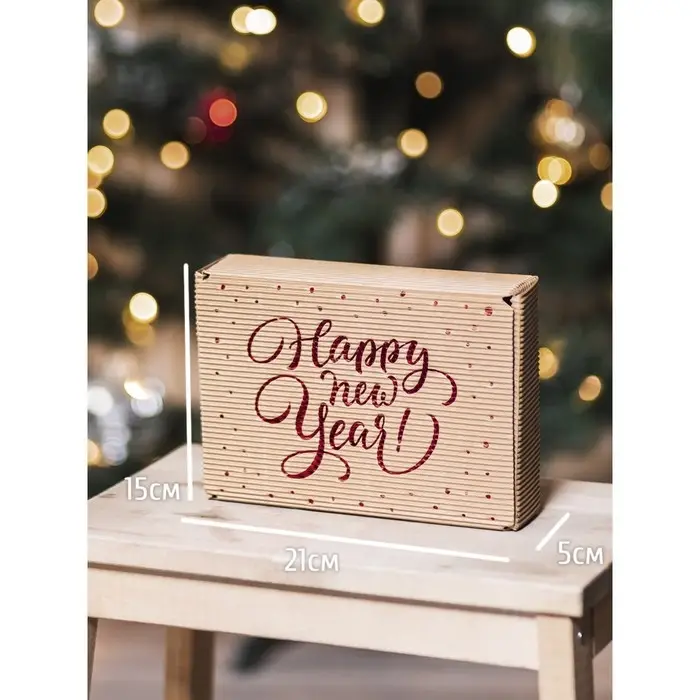 Коробка подарочная новогодняя складная рифлёная «Новогодняя», 21 х 15 х 5 см, Новый год Коробка подарочная новогодняя складная рифлёная «Новогодняя», 21 х 15 х 5 см, Новый год