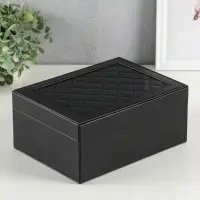 Шкатулка для украшений Netsai, 2 яруса, 17&times;23&times;10 см, чёрная