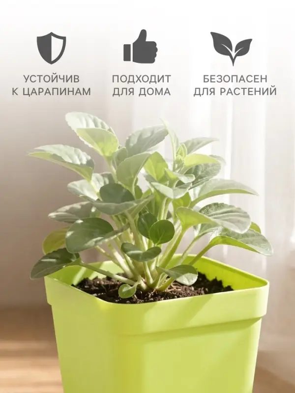 Горшок цветочный с поддоном, 7&times;7&times;7.5 см, 200 мл, пластиковый, МИКС