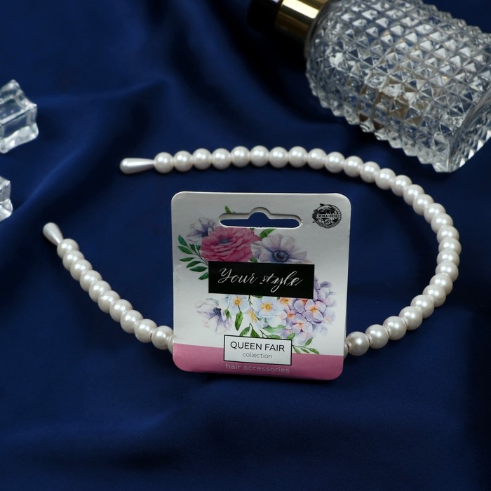 Ободок для волос Ободок для волос "Жемчужный рай" 0,7 см, белый