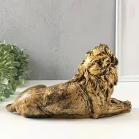 Фигура гипс &laquo;Лев африканский&raquo;, чёрный с золотом, 18&times;40&times;20 см