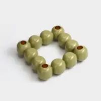 Подсвечник на 4 свечи &laquo;Бусы&raquo;, с 12 сферами, 20.5&times;20.5&times;5.5 см, оливковый