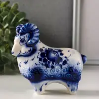 Сувенир "Баран", 9,8см, гжель