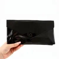 Косметичка на кнопке, ПВХ, 25&times;7.5&times;12.5 см, чёрная