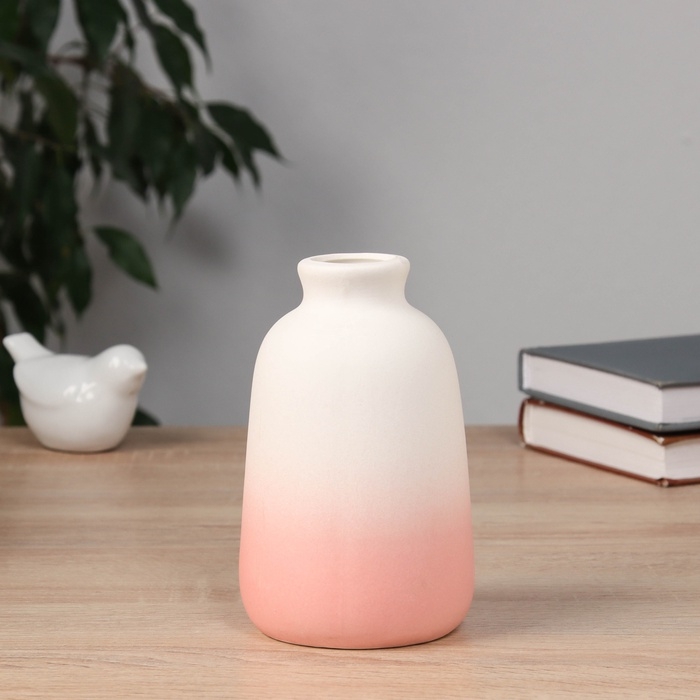 Ваза керамика настольная Ваза керамика настольная "Хайди" классик, 14,5х8,5 см, бело-розовый