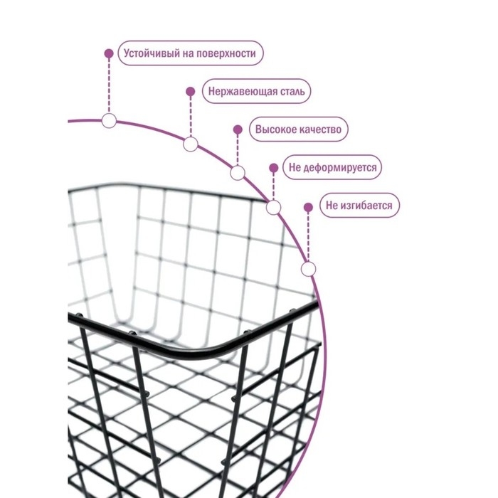 Корзина для хранения Доляна «Эрин», 28×22×11 см, цвет чёрный Корзина для хранения Доляна «Эрин», 28×22×11 см, цвет чёрный