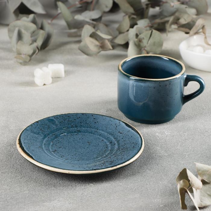 Чайная пара фарфоровая Blu reattivo, 2 предмета: чашка 200 мл, блюдце d=15,5 см Чайная пара фарфоровая Blu reattivo, 2 предмета: чашка 200 мл, блюдце d=15,5 см