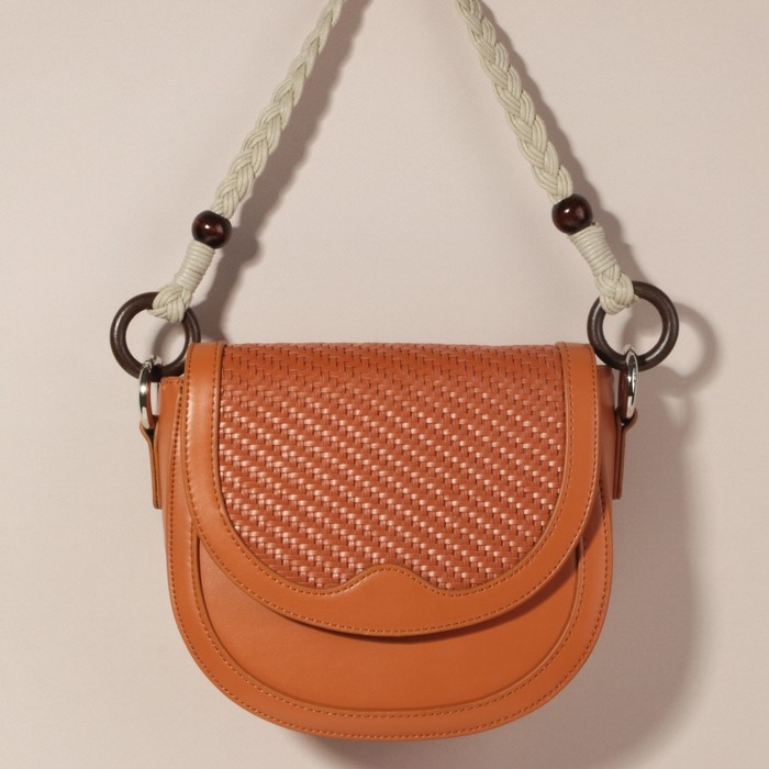 Ручки для сумки, 2 шт, вощёный шнур/дерево, 48 × 2 см, цвет бежевый