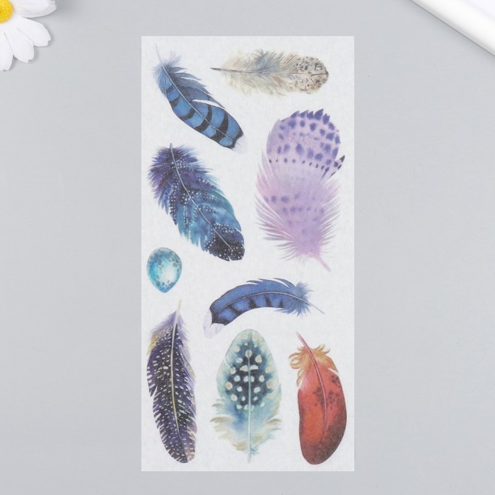Наклейки для творчества бумага Наклейки для творчества бумага "Пёрышки" набор 3 листа 10х20 см