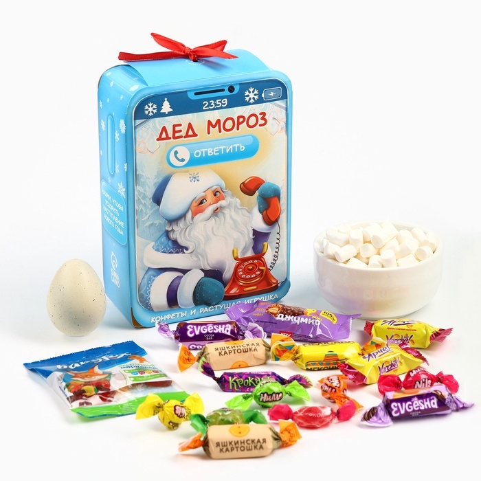 Набор конфет и растущая фигурка  Набор конфет и растущая фигурка "Дед мороз", 500 г