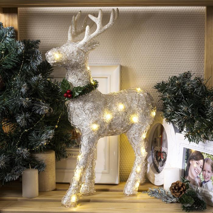Светодиодная фигура «Олень» 30 × 46 × 15 см, акрил, батарейки ААх2 (не в комплекте), свечение тёплое белое Светодиодная фигура «Олень» 30 × 46 × 15 см, акрил, батарейки ААх2 (не в комплекте), свечение тёплое белое