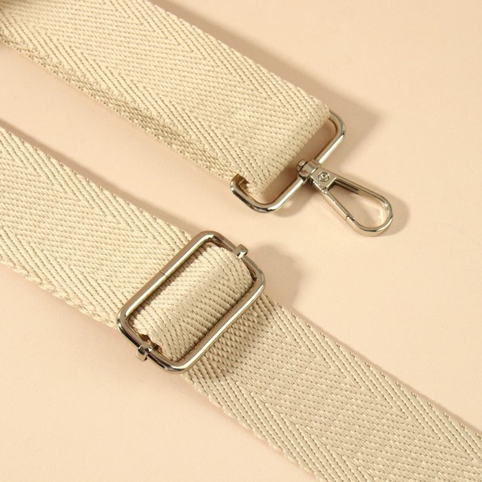 Ручка для сумки, стропа, с карабинами, 139 ± 3 × 3,8 см, цвет бежевый Ручка для сумки, стропа, с карабинами, 139 ± 3 × 3,8 см, цвет бежевый