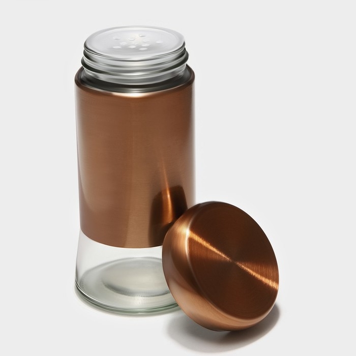 Солонка стеклянная &laquo;Стиль&raquo;, 150 мл, 5,5&times;8 см, цвет бронзовый