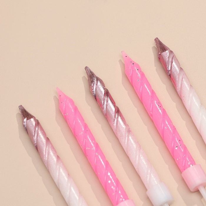 Свечи для торта Свечи для торта "Спираль", 6 шт, розовые и градиент белый с розовым золотом