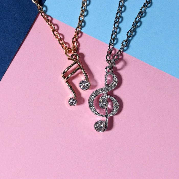 Кулоны «Неразлучники» ноты, цвет серебряно-золотой, 50 см Кулоны «Неразлучники» ноты, цвет серебряно-золотой, 50 см