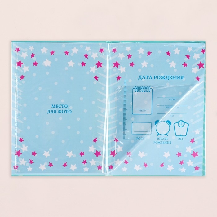 Папка под свидетельство о рождении  Папка под свидетельство о рождении "Мальчик" шарик, звездочки, А5