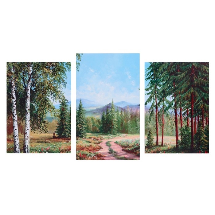 Модульная картина  Модульная картина "Лесная опушка" 53х96см(2-32х45, 1-53х32)