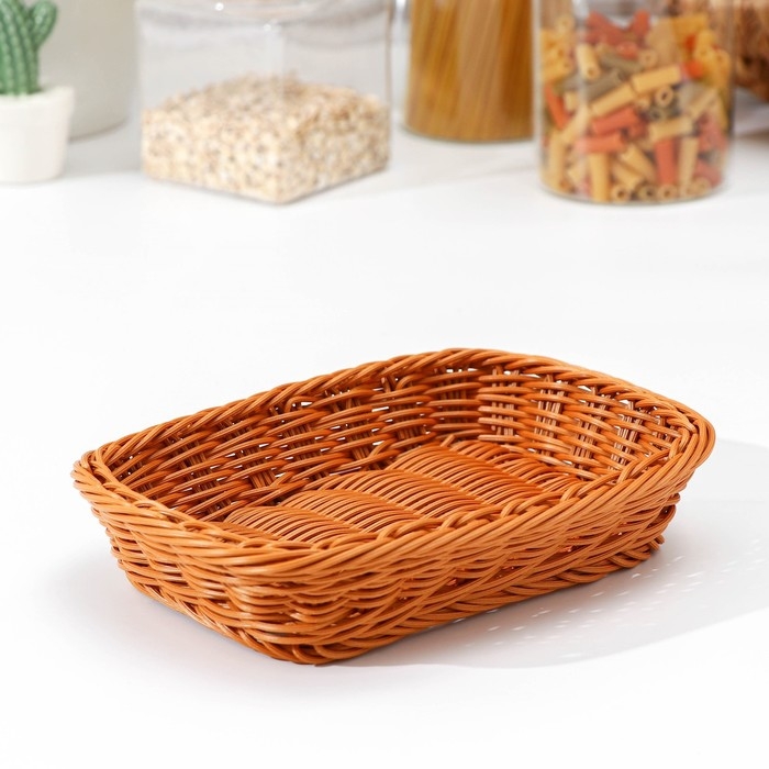 Корзинка для подачи Доляна, 23×17×5 см, цвет коричневый