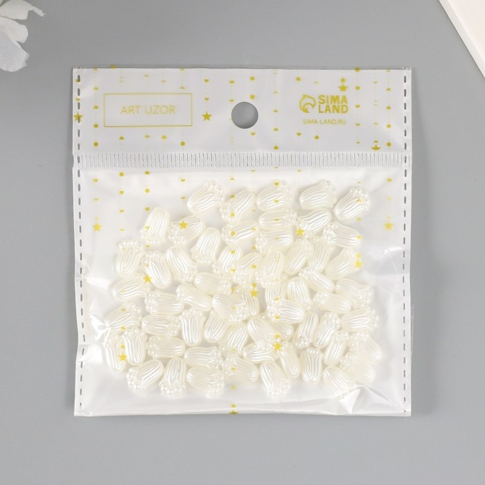 Бусины для творчества пластик Бусины для творчества пластик "Жемчужный ландыш" набор 60 шт белый 0,8х1,2х0,5 см