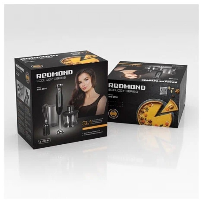 Блендер Redmond RHB-2998, погружной, 800/1200 Вт, 0.5/0.7 л, режим турбо, чёрный Блендер Redmond RHB-2998, погружной, 800/1200 Вт, 0.5/0.7 л, режим турбо, чёрный