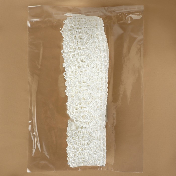 Кружево гипюровое, 46 мм × 11 ± 1 м, цвет айвори Кружево гипюровое, 46 мм × 11 ± 1 м, цвет айвори