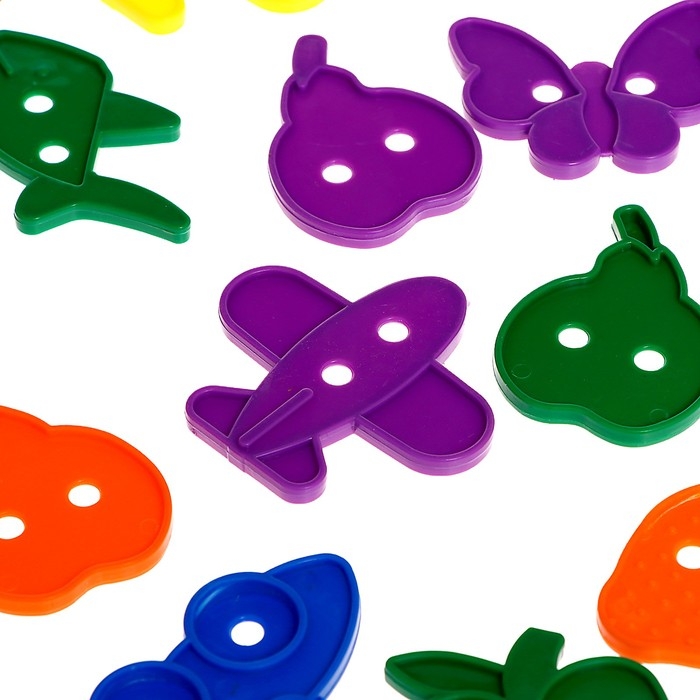 Шнуровка «Весёлые фигурки» в банке, 24 штуки, МИКС, по методике Монтессори Шнуровка «Весёлые фигурки» в банке, 24 штуки, МИКС, по методике Монтессори