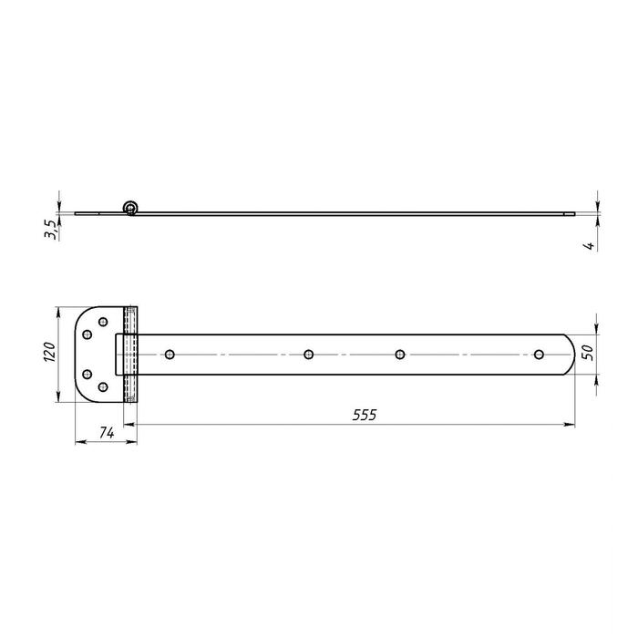 Петля-стрела ПС-550, без покрытия Петля-стрела ПС-550, без покрытия