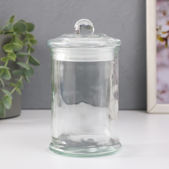 Банка для свечей стекло с крышкой фигурной Банка для свечей стекло с крышкой фигурной "Цилиндр" прозрачная 350 мл 7,9х7,9х15 см