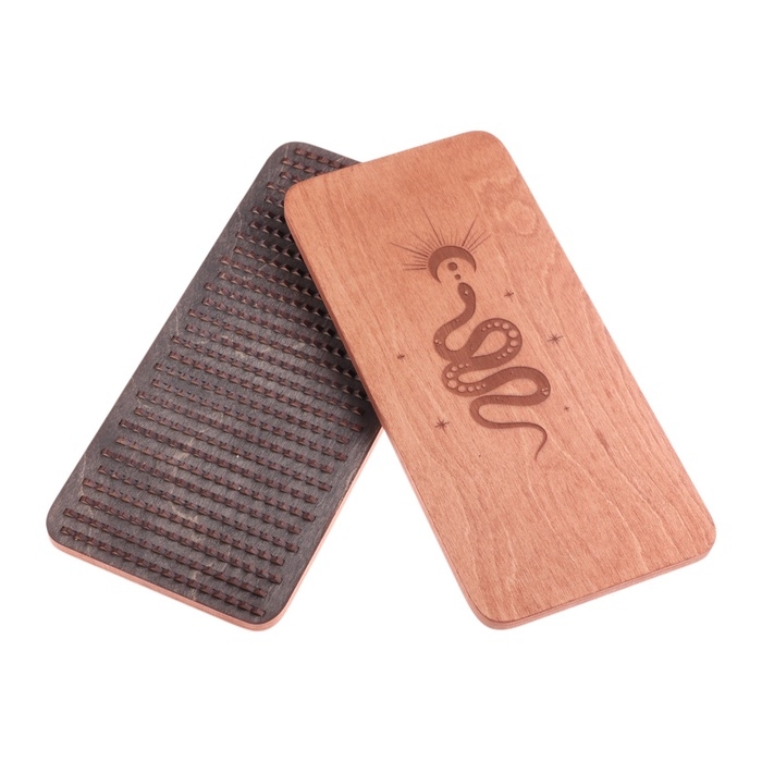 Садху, доска с гвоздями из дерева, для йоги Садху, доска с гвоздями из дерева, для йоги "Кобра", для начинающих, шаг 8 мм, 14 х 30 см