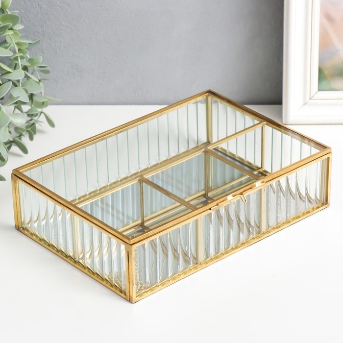 Шкатулка-органайзер стекло для мелочей Шкатулка-органайзер стекло для мелочей "Волны" 6х16,5х23 см