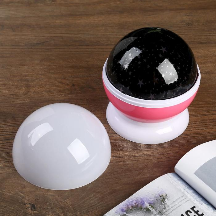 Ночник-проектор  Ночник-проектор "Звёздное небо", вращение, (4ААА или USB) розовый 12*10 см RISALUX