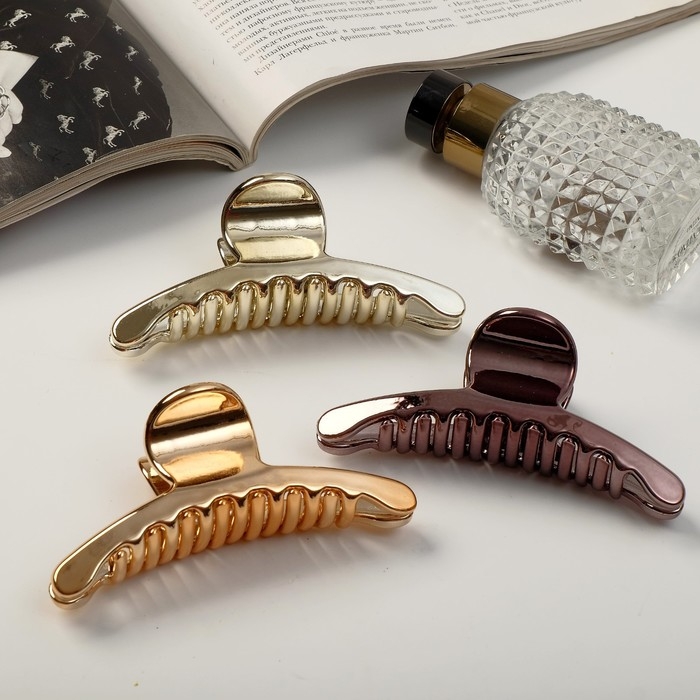 Краб для волос Краб для волос "Глянец люкс" дуга тонкая, 10 см, микс