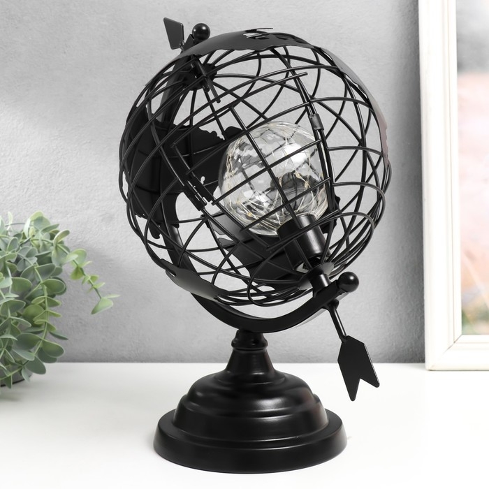 Сувенир металл свет  Сувенир металл свет "Глобус со стрелой" чёрный, LED 32х21х32 см