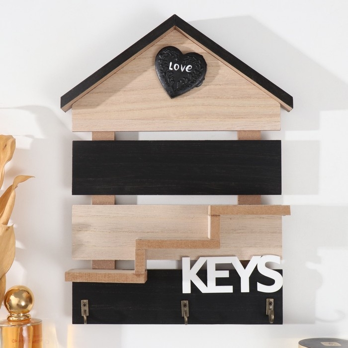 Крючки декоративные дерево с полочкой Крючки декоративные дерево с полочкой "Любовь. Дом" 22х3х30,5 см