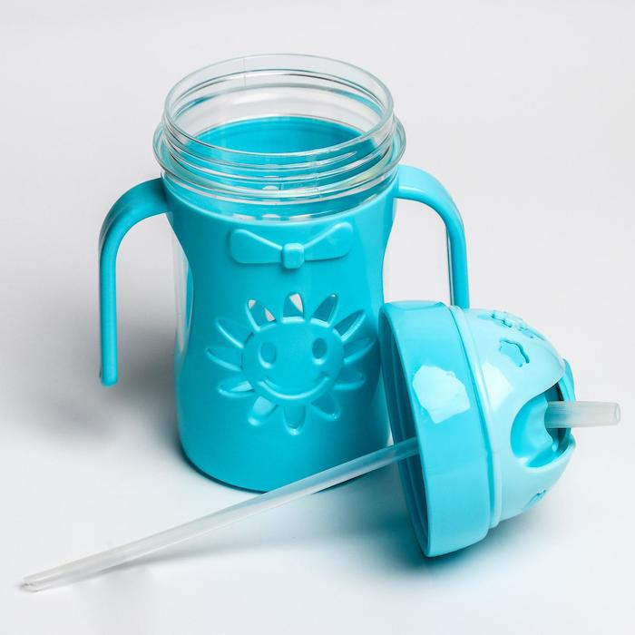 Поильник детский с силиконовой трубочкой «Солнышко», 250 мл., с ручками, цвет МИКС Поильник детский с силиконовой трубочкой «Солнышко», 250 мл., с ручками, цвет МИКС