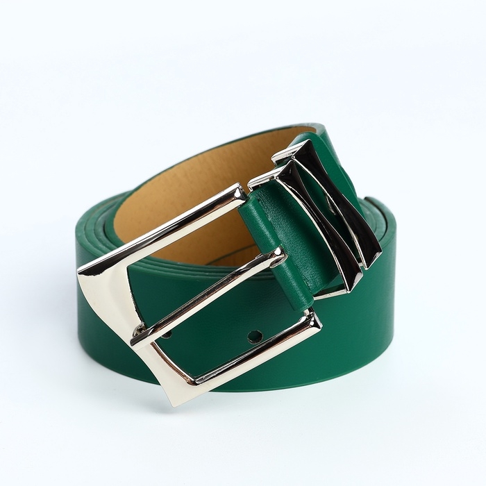 Ремень женский, ширина 3,3 см, винт, пряжка металл, цвет зелёный Ремень женский, ширина 3,3 см, винт, пряжка металл, цвет зелёный