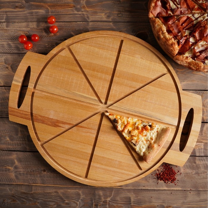 Доска для пиццы с ручками Adelica «Итальяно», 55×45×2 см, берёза, пропитано маслом Доска для пиццы с ручками Adelica «Итальяно», 55×45×2 см, берёза, пропитано маслом