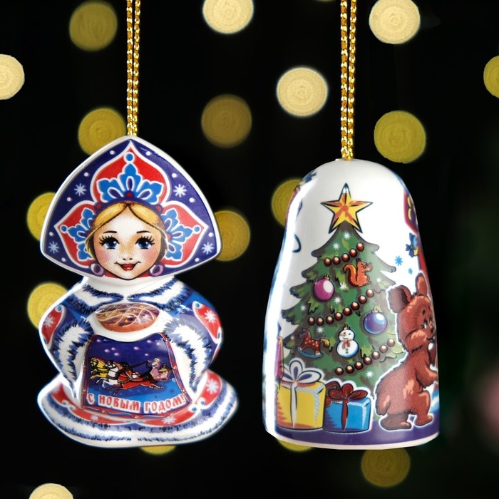 Набор ёлочных игрушек Набор ёлочных игрушек "Дед Мороз и Машенька", 6 см