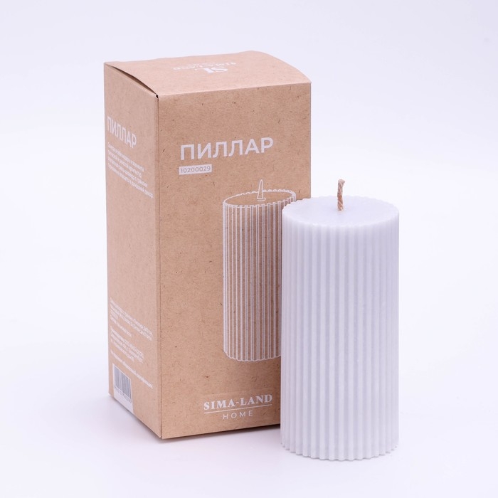 Свеча-цилиндр с гранями, 5х10 см, пальмовый воск, серая, 6 ч Sima Home Свеча-цилиндр с гранями, 5х10 см, пальмовый воск, серая, 6 ч Sima Home
