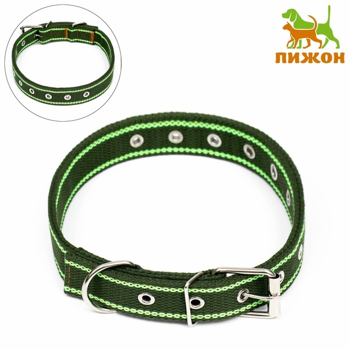 Ошейник брезентовый безразмерный двухслойный, 67 х 3 см, хаки/салатовый Ошейник брезентовый безразмерный двухслойный, 67 х 3 см, хаки/салатовый