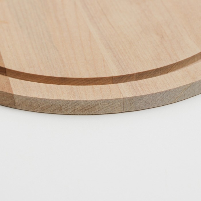 Доска разделочная деревянная с желобом  Доска разделочная деревянная с желобом "Круг" с ручкой 28,5х19х0,8 см береза