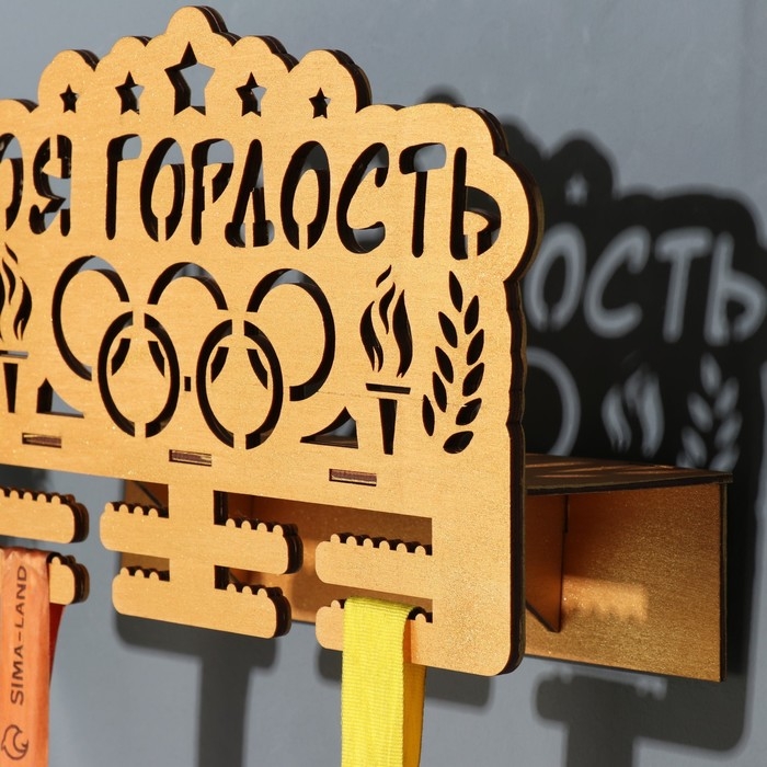 Медальницы с полкой  Медальницы с полкой "Мои гордость" светлое дерево, 19х29 см