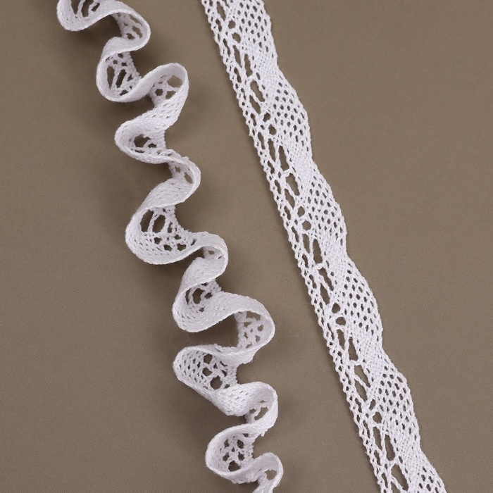 Тесьма вязаная, на резинке, 20 мм, 9 ± 0,5 м, цвет белый Тесьма вязаная, на резинке, 20 мм, 9 ± 0,5 м, цвет белый