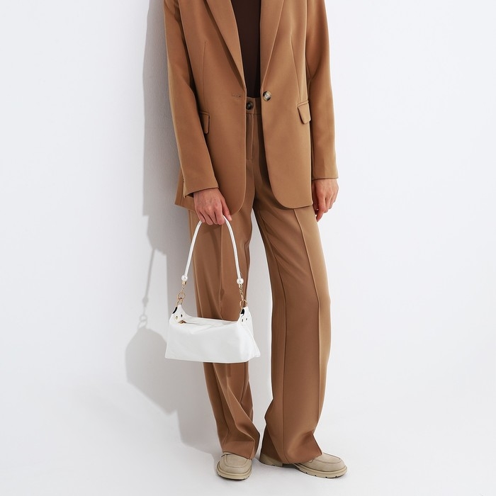 Сумка-багет на молнии, цвет белый Сумка-багет на молнии, цвет белый