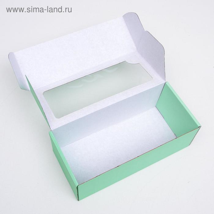 Коробка самосборная, с окном, мятная, 16 х 35 х 12 см МИКС Коробка самосборная, с окном, мятная, 16 х 35 х 12 см МИКС