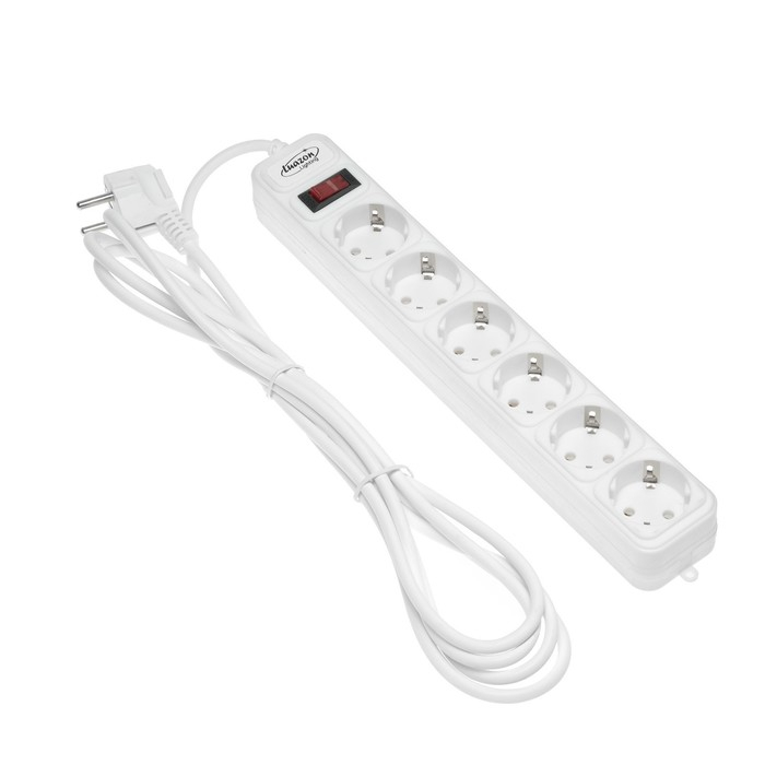 Сетевой фильтр Luazon Lighting, 6 розеток, 3 м, 2200 Вт, 3 х 0.75 мм2, 10 А, 220 В, белый Сетевой фильтр Luazon Lighting, 6 розеток, 3 м, 2200 Вт, 3 х 0.75 мм2, 10 А, 220 В, белый