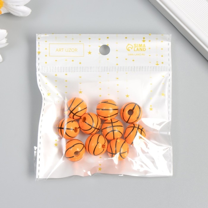 Бусина дерево для творчества Бусина дерево для творчества "Баскетбольный мяч" d=1,6 см набор 10 шт