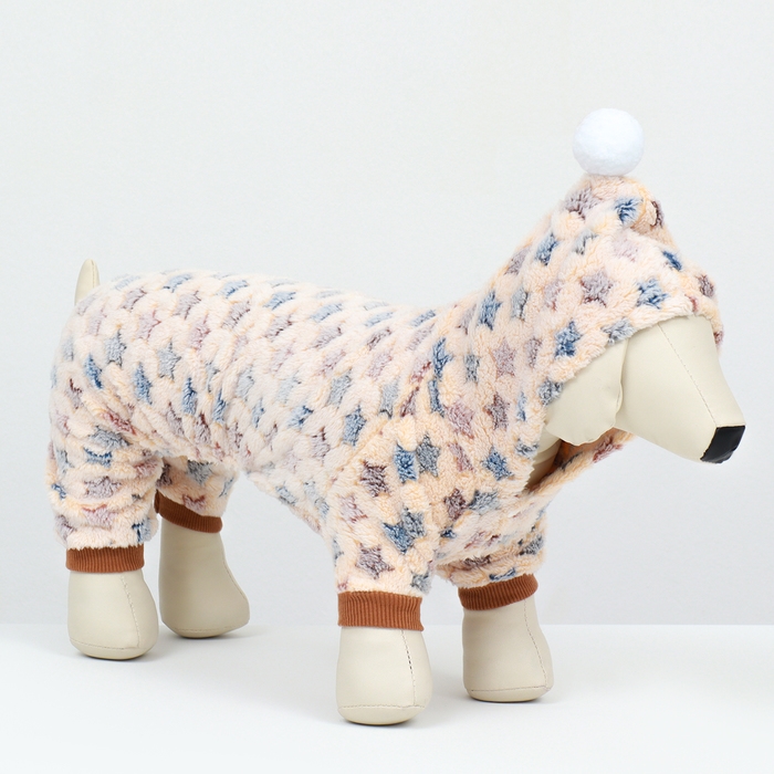 Комбинезон Комбинезон "Звёзды" с капюшоном, размер 2XL (ДС 45 см, ОШ 45 см, ОГ 55 см), бежевый