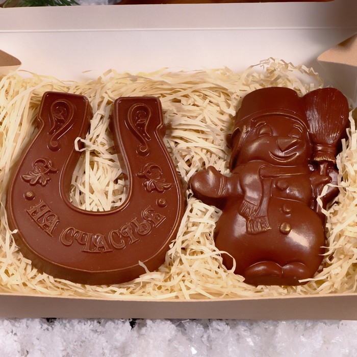 Шоколадная фигурка 2в1 Шоколадная фигурка 2в1 "Подкова + Снеговик", 160 г